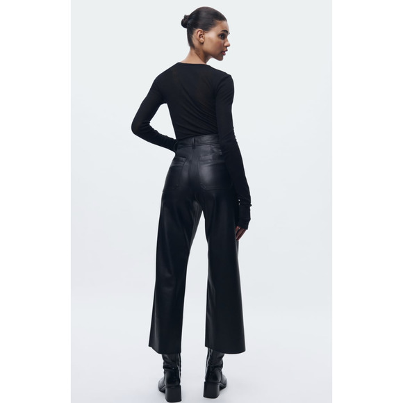 Zara The Marine Straight Leg Faux Leather Trousers - Picture 2 of 10